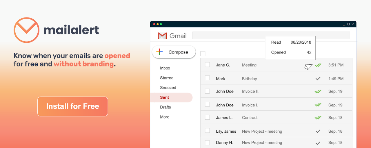 Free Email Tracking for Gmail - Mailalert Preview image 2