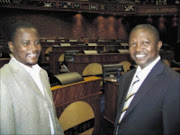 MAN AT THE TOP: Mpumalanga Premier David Mabuza, right, with former MEC for safety and security Luckson Mathebula after the swearing in ceremony. 06/05/09. Pic. Riot Hlatshwayo. © Sowetan.