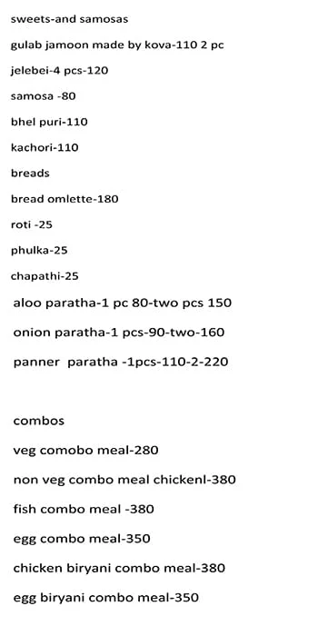 Subhadra Foods menu 
