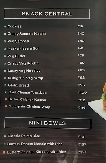 Cafe Coffee Day menu 