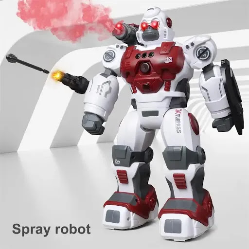 Title 5, Remote Control Spray Robot Boy Model Toy with G...