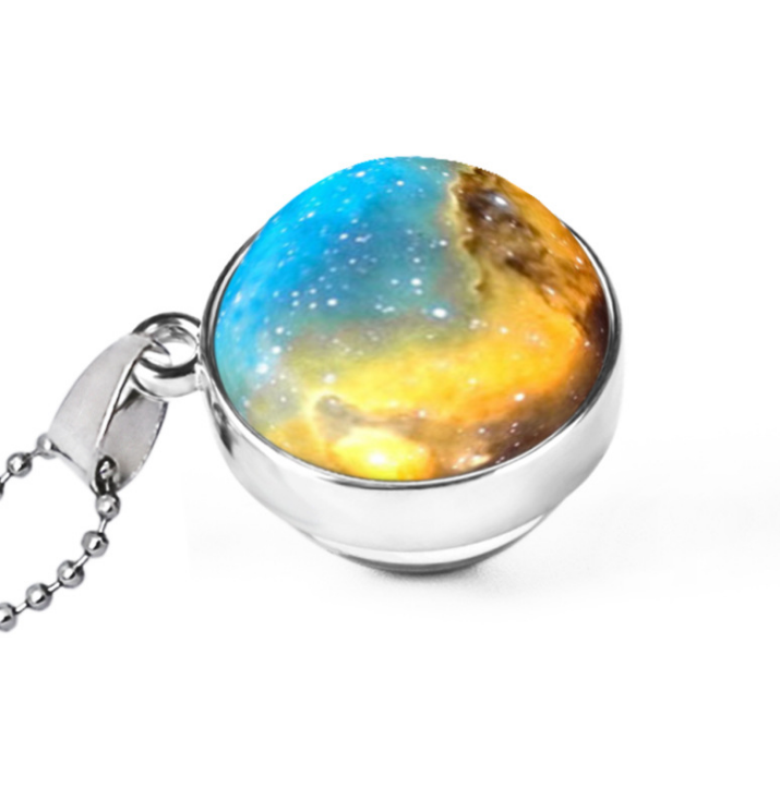 Hemisphere double-sided galaxy starry sky gemstone necklace