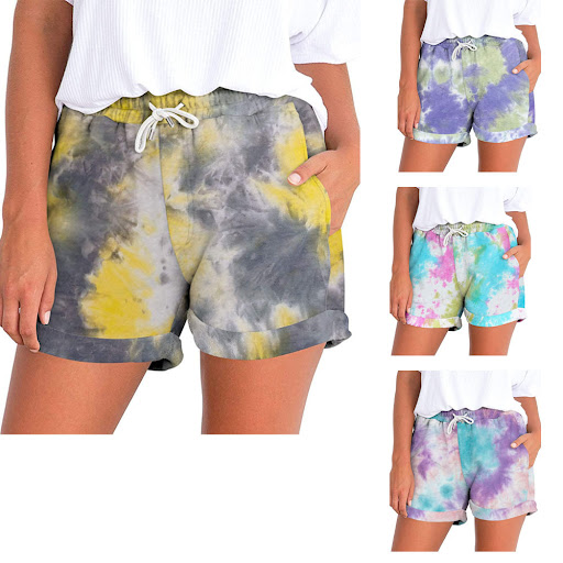 Title 4, Ladies Tie Dye Printed Fashion Casual Shorts, L...