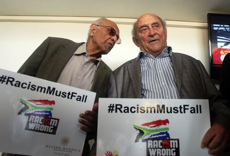 Rivonia triallists Ahmed Kathrada and Denis Goldberg in 2015.