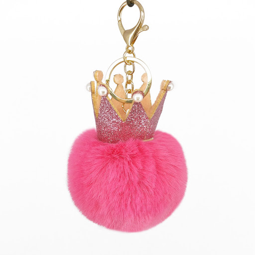 Title 8, Fur Ball Keychain Pendant Artificial Leather Fu...