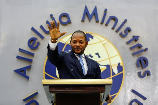 Controversial pastor Alph Lukau at Alleluia Ministries in Sandton.