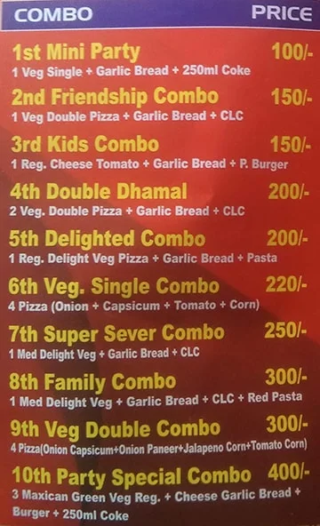 Pizza Delights menu 