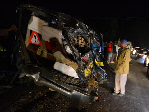 Scene of the accident where four people died at Kiriani in Tharaka Nithi County on Friday January 25, 2019./KNA