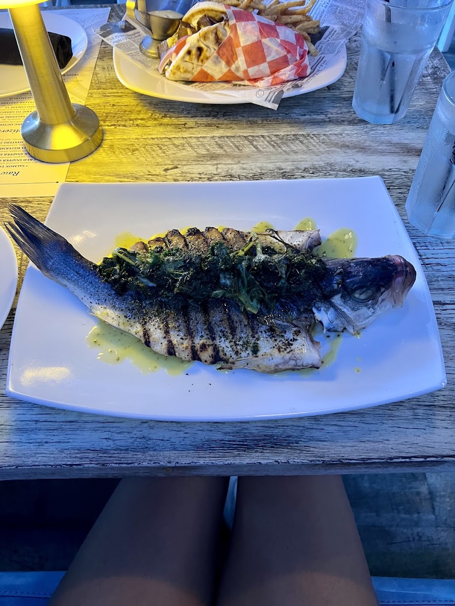 Whole Grilled Branzino with wild Greens