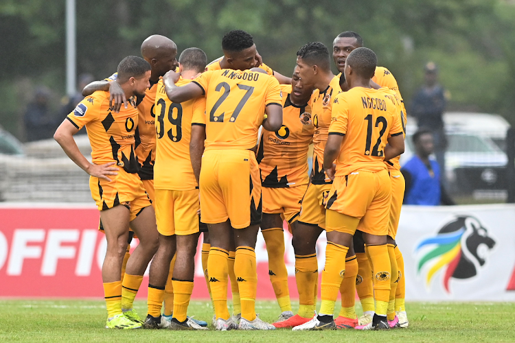 Kaizer Chiefs players at halftime against Royal AM on Sunday. Picture: DARREN STEWART/GALLO IMAGES