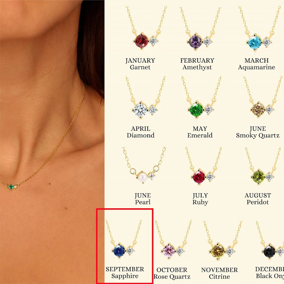 Collier artistique vintage avec 12 pierres de naissance en zircon pour anniversaire Un cadeau unique et élégant pour elle