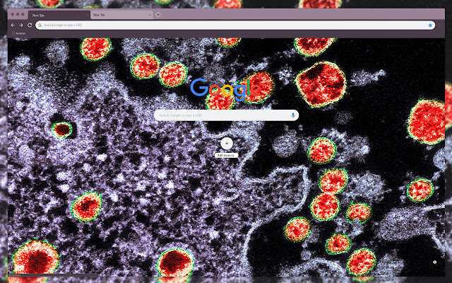 Corona virus. Covid-19. Microscope chrome extension