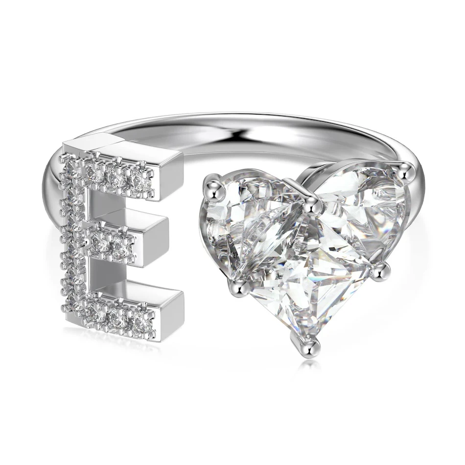 Sterling zilveren ring met 26 Engelse letters, modieus en eenvoudig design, geavanceerd, met zirkonia, dames sieraden.