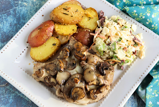 Oven Baked Pork Chops on a plate.