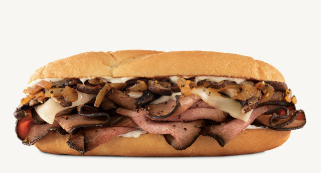 This is our Signature Rib-Eye Steak Sub.  It is 100% Angus Rib-eye.  I hand slice it from a whole Rib-eye.