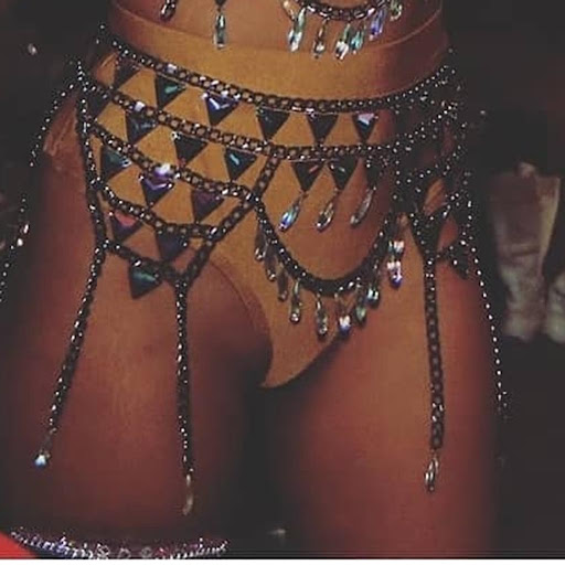 Title 4, Multi-Layered Colored Acrylic Drop Waist Chain,...
