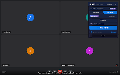 Hinty - AI Meeting Coach screenshot 1