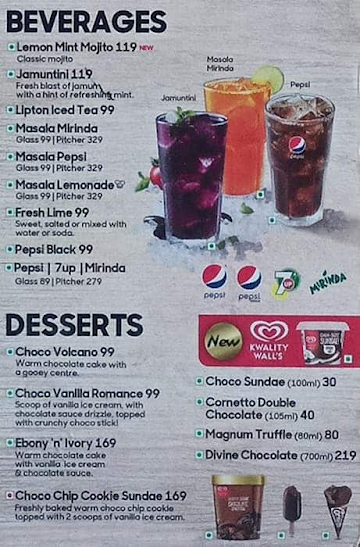 Pizza Hut menu 