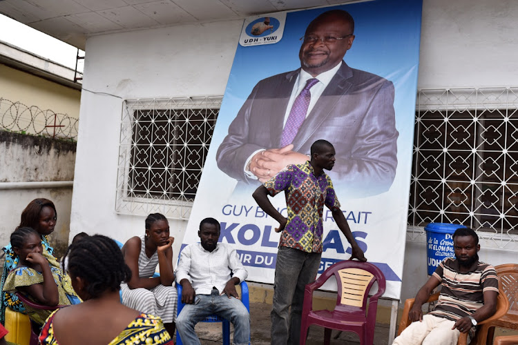 Supporters of Congo Republic's opposition presidential candidate Guy Brice Parfait Kolelas, who died, gather at the Union of Humanist Democrats office in Brazzaville, Republic of Congo, March 22, 2021.