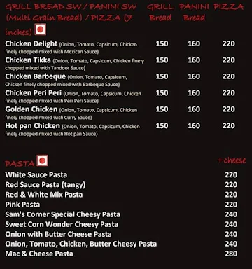 Sam's Corner menu 