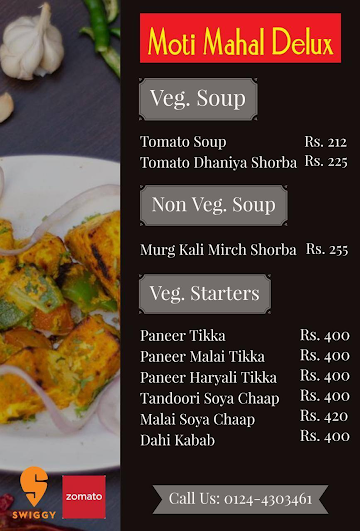 Moti Mahal Social menu 
