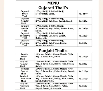 The Tiffin Zone menu 