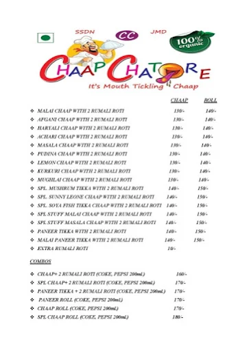 Chaap Chatore menu 