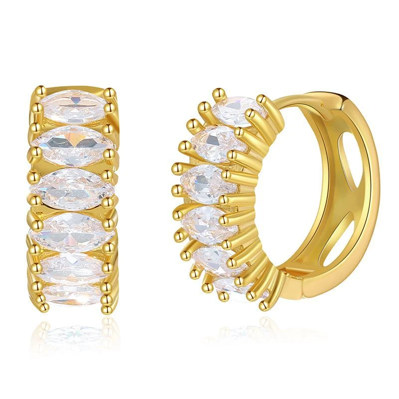 Dames ronde oorbellen met zirkonia, echt goud verguld, voor dagelijkse elegantie en een stralende look, ideaal.