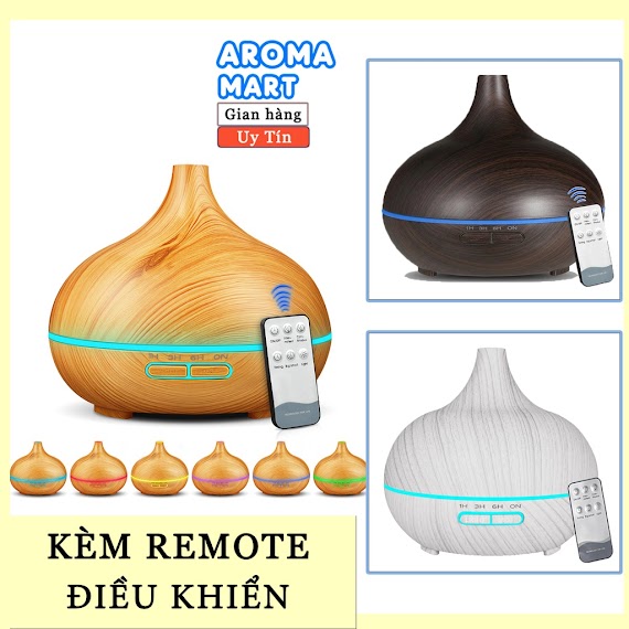 Máy Xông Tinh Dầu Phòng Ngủ Bí Ngô Cổ Cao Cỡ Lớn 550Ml Kèm Remote Điều Khiển, Phun Sương Tạo Ẩm, Khuếch Tán Tinh Dầu