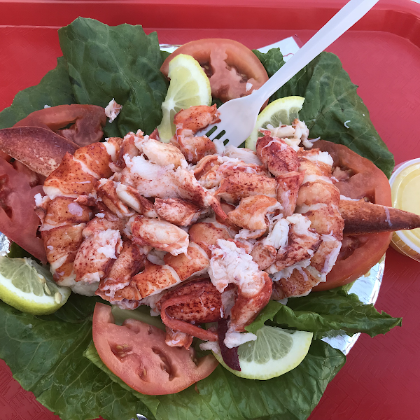 My celiac friendly lobster “roll” on a bed of lettuce instead of bread. Delicious!