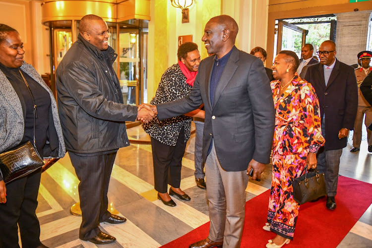 President William Ruto and First Lady Rachel Ruto in Rome for the Italy-Africa Summit on January 28, 2024