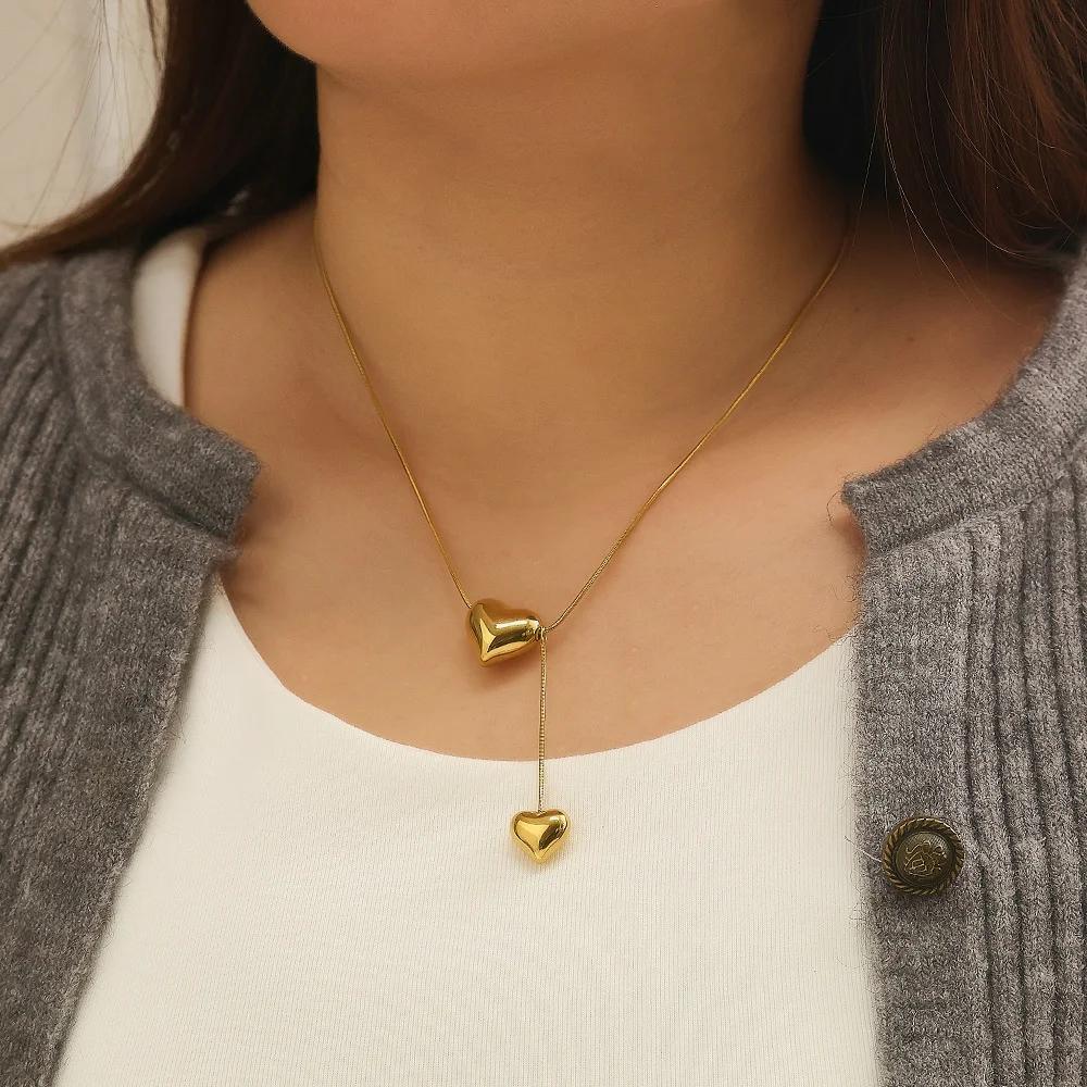 Title 6, RVS ketting met eenvoudige perzik hart hanger, ...