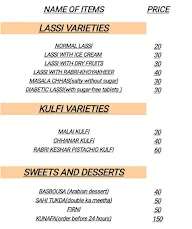 Lassi House menu 1