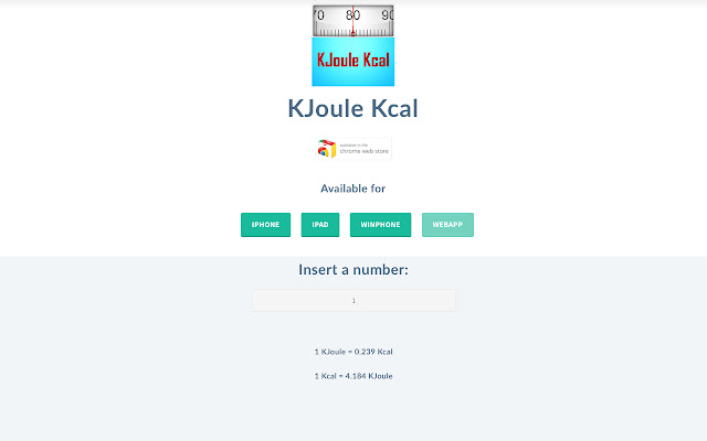 KJoule Kcal chrome extension