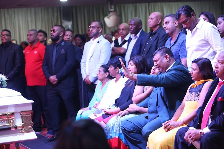 Shailendra Sukhraj and his wife Lorraine weep during the funeral service of their nine-year-old daughter Sadia at the Christian Revival Centre in Chatsworth on May 29, 2018.