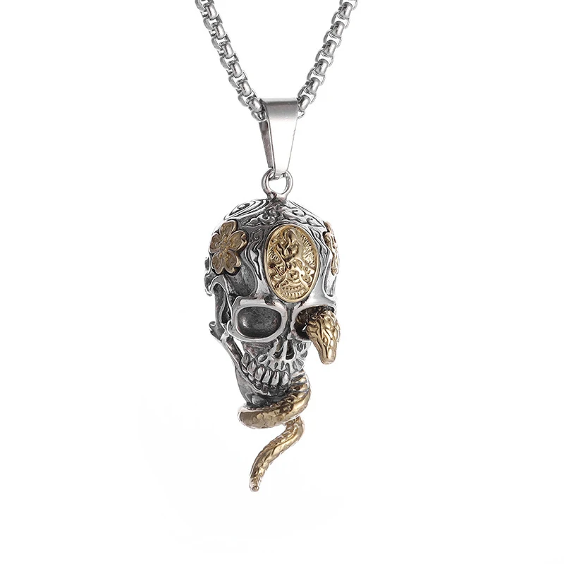 Skull Spirit Snake Winding Persoonlijkheid Dark Hip Hop Ketting. Stoere ketting voor een edgy en opvallende uitstraling.