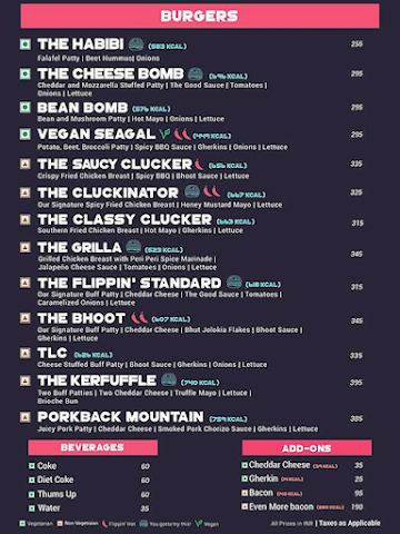 Good Flippin' Burgers menu 