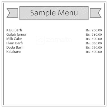 Aggarwal Sweets menu 