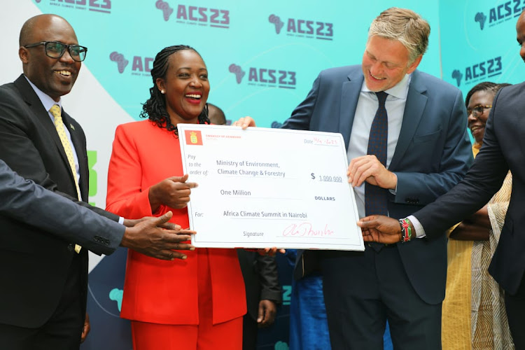 Cabinet Secretary for Environment, Climate Change and Forestry Soipan Tuya during the launch of launch of the African Union meeting Secretariat Office in Nairobi ahead of Africa Climate Summit.