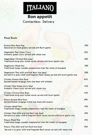 Italiano Pizzeria menu 