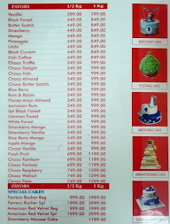 Peehu Cakes menu 2