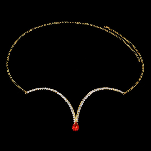 Title 5, Simple Curved Water Drop Full Diamond Chest Sup...
