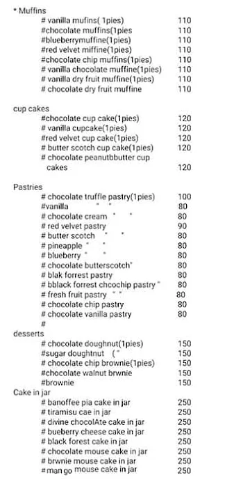 Shake And Baked menu 