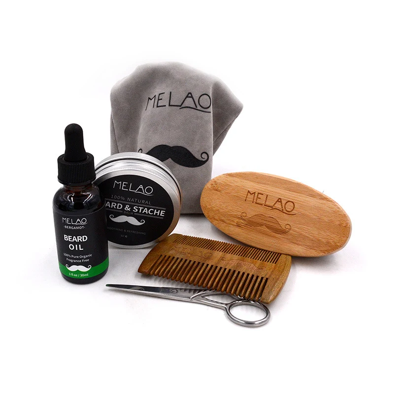 Baardverzorgingsset voor mannen met zes producten. Voor een verzorgde, zachte en gezonde baard. De perfecte set voor dagelijkse verzorging en styling.
