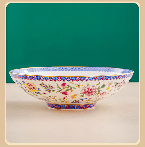 Title 8, Chinese Enamel 8-inch Bamboo Hat Plate Househol...