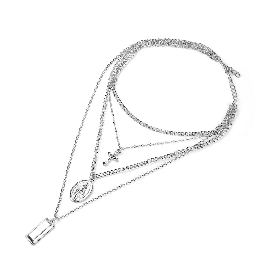 Cross multi-layer pendant necklace