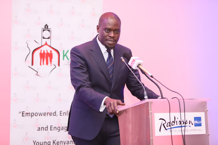 Nairobi Governor Johnson Sakaja during the official inaugural dinner of the Kenya Young Parliamentarian Association on October 18, 2022