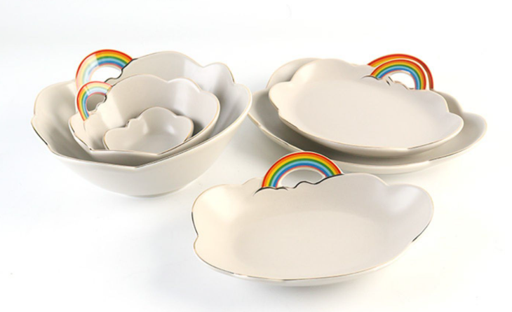 Title 12, Regenboog keramiek ontbijt servies van hoge kwa...