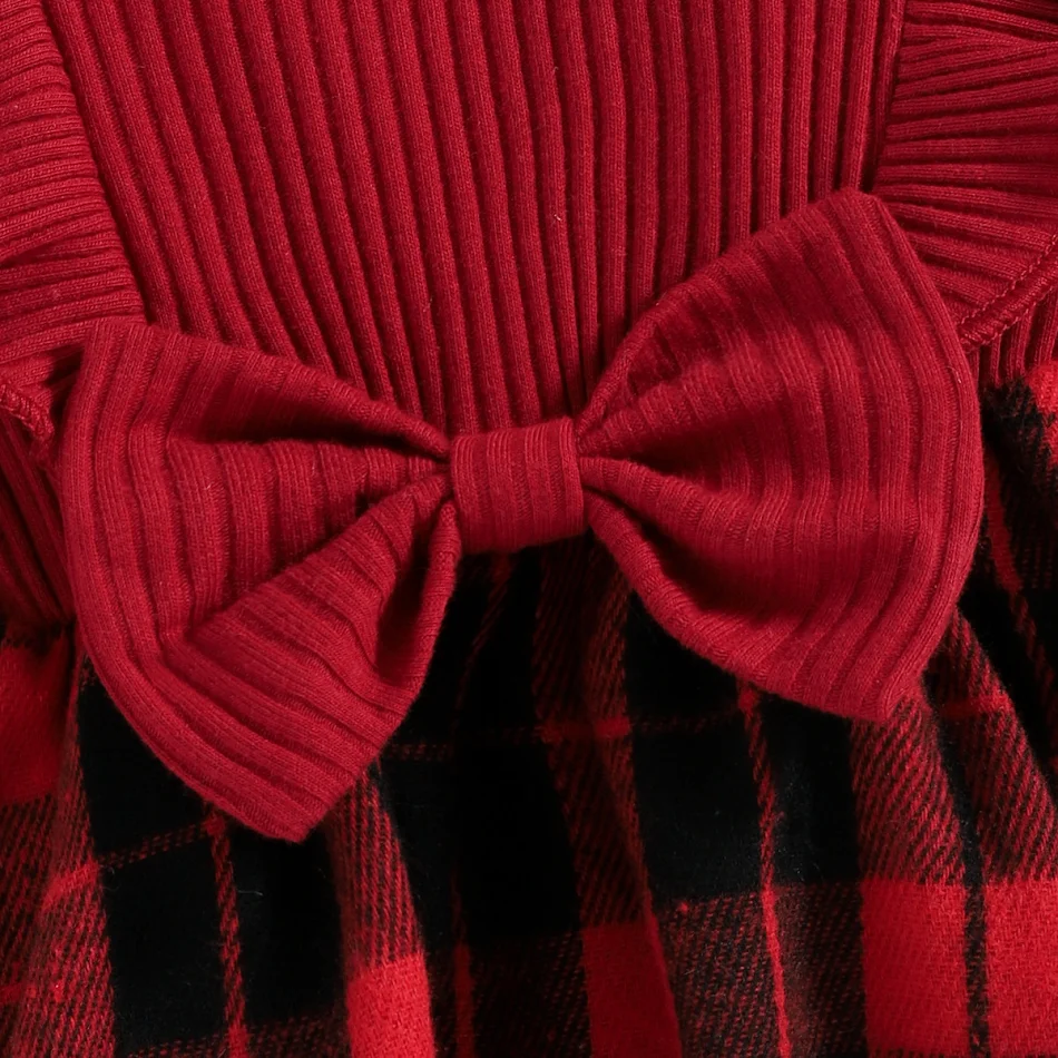 Pull-over bébé automne et hiver à rayures creuses, manches longues et jupe écossaise, pour un confort et un style optimal