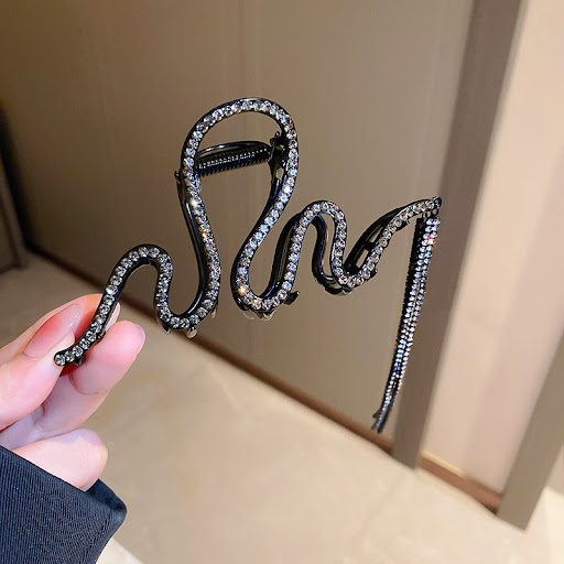 Title 6, Back Of Head Hairpin with Diamond Wavy Fringe, ...